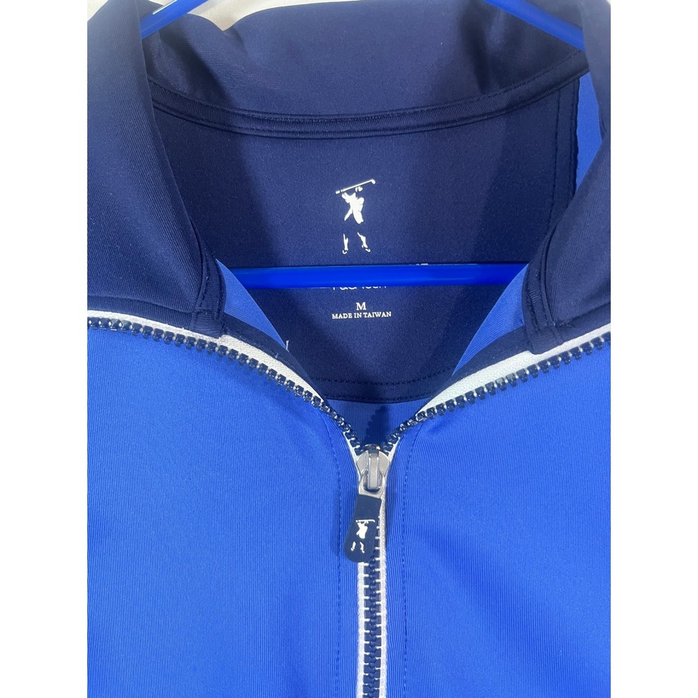 F&G Tech Mens Quarter Zip Golf Pullover Blue Performance Mock Neck‎ Size M - Picture 2 of 11